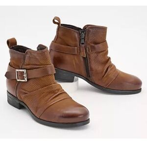 Miz Mooz Leather Ankle Boots Slouch Zipper Buckle